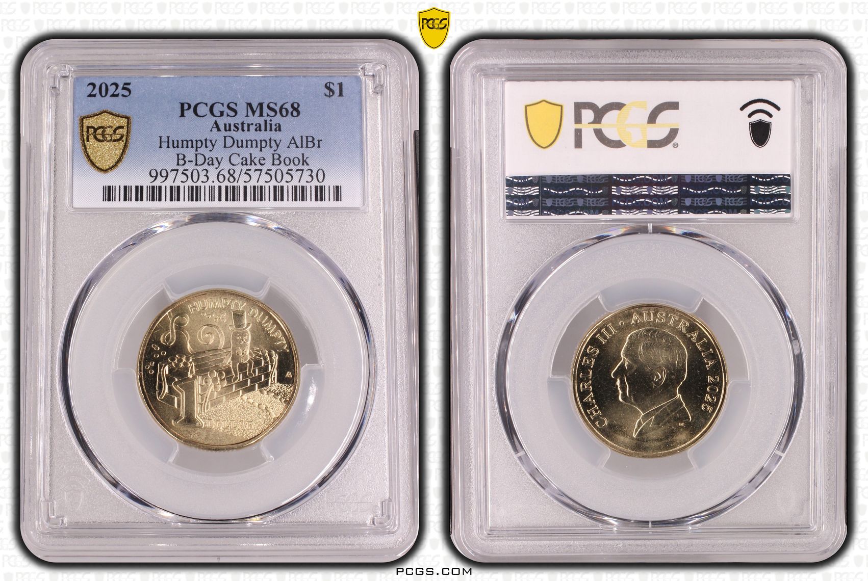 Humpty Dumpty AlBr B-Day Cake Book, POP 2/0, One Dollar, 2025, PCGS MS68