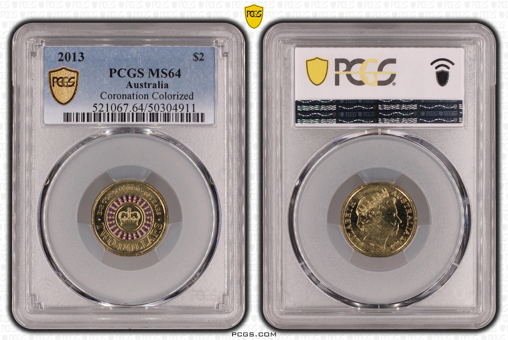 Coronation Colourised, Two Dollar, 2013, PCGS MS64