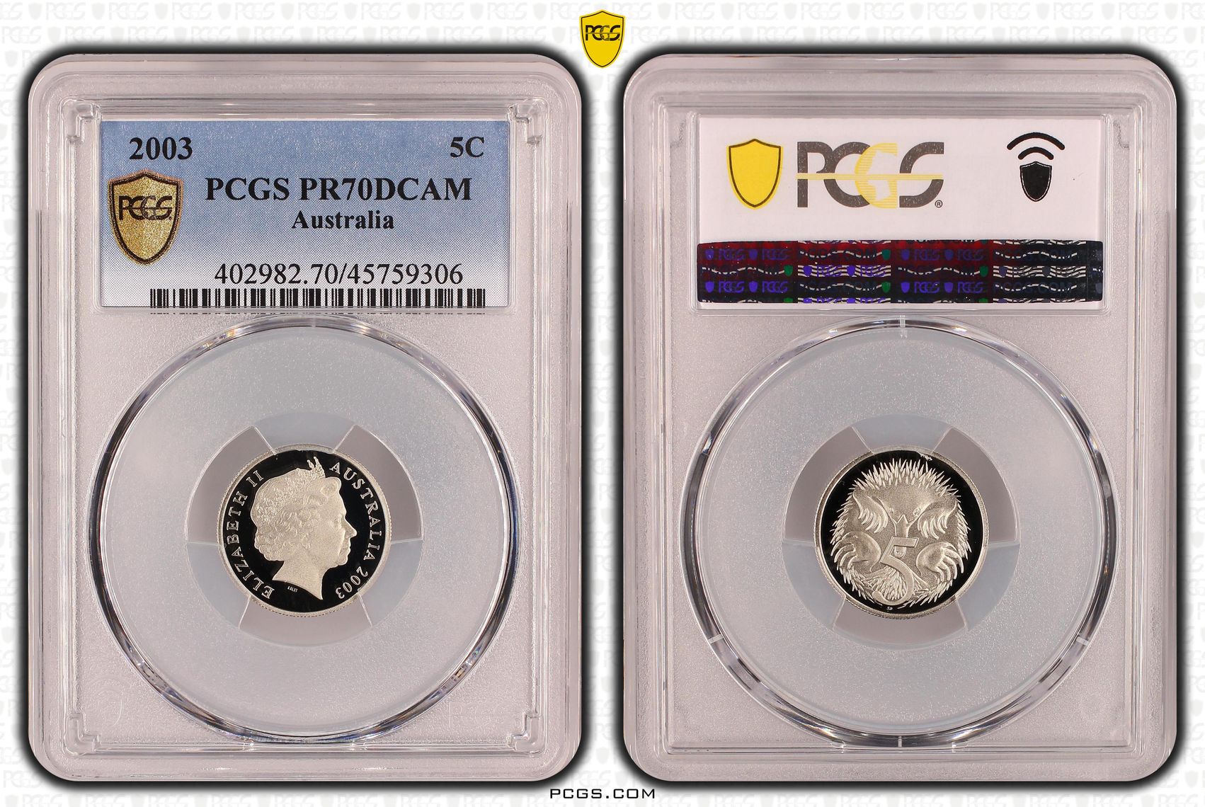 Elizabeth II, Five Cent, 2003, PCGS PR70DCAM