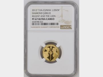 2012 ELIZABETH II DIAMOND JUBILEE GOLD HALF SOVEREIGN PF67