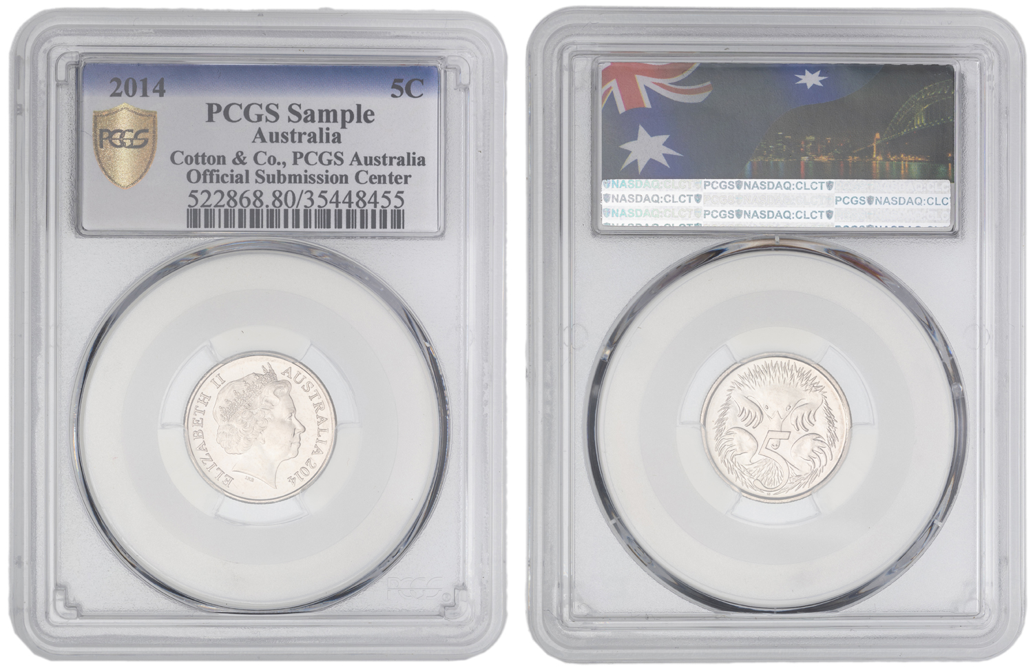 Elizabeth II, Five Cent, 2014, PCGS Genuine (80 - Genuine)