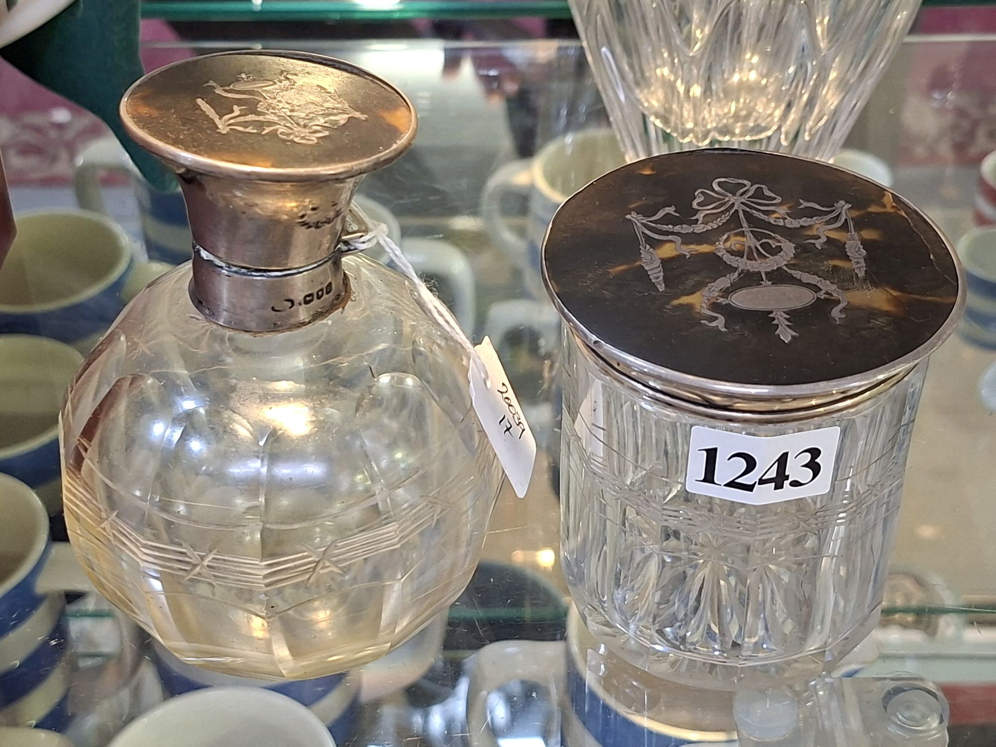 1243 · STERLING SILVER CRYSTAL DRESSING TABLE ITEMS