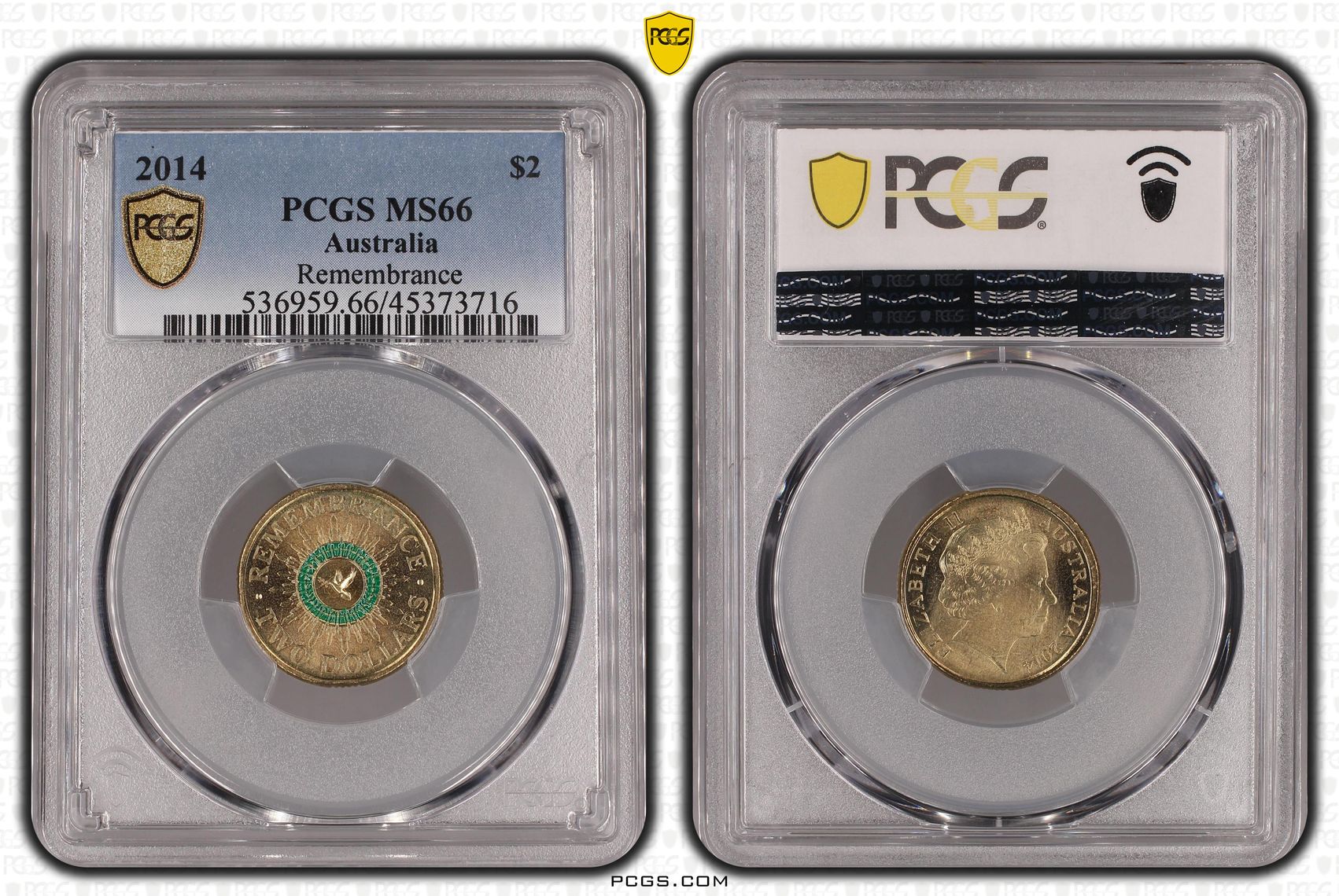 Elizabeth II, Remembrance - Colorized, Two Dollar, 2014, PCGS MS66
