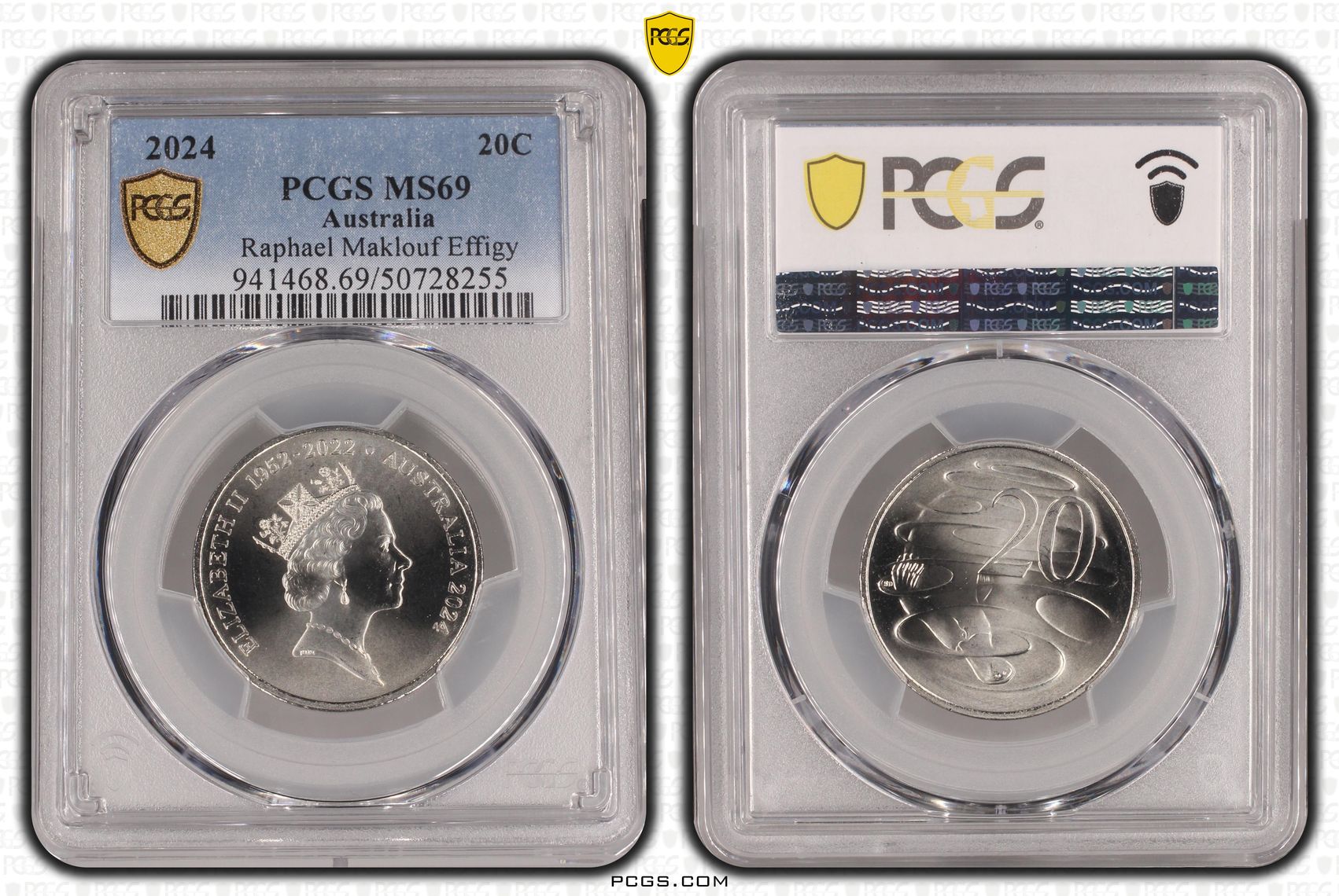 Raphael Maklouf Effigy POP 4/0, Twenty Cent, 2024, PCGS MS69