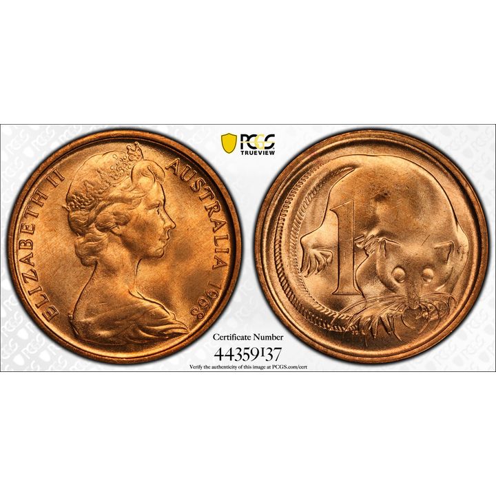Elizabeth II, One Cent, 1968, PCGS MS66RD
