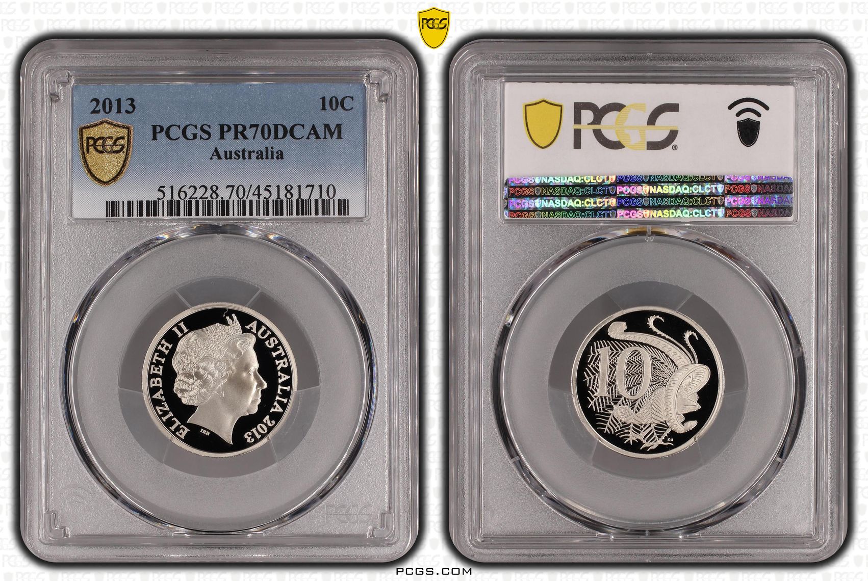 Elizabeth II, Ten Cent, 2013, PCGS PR 70DCAM