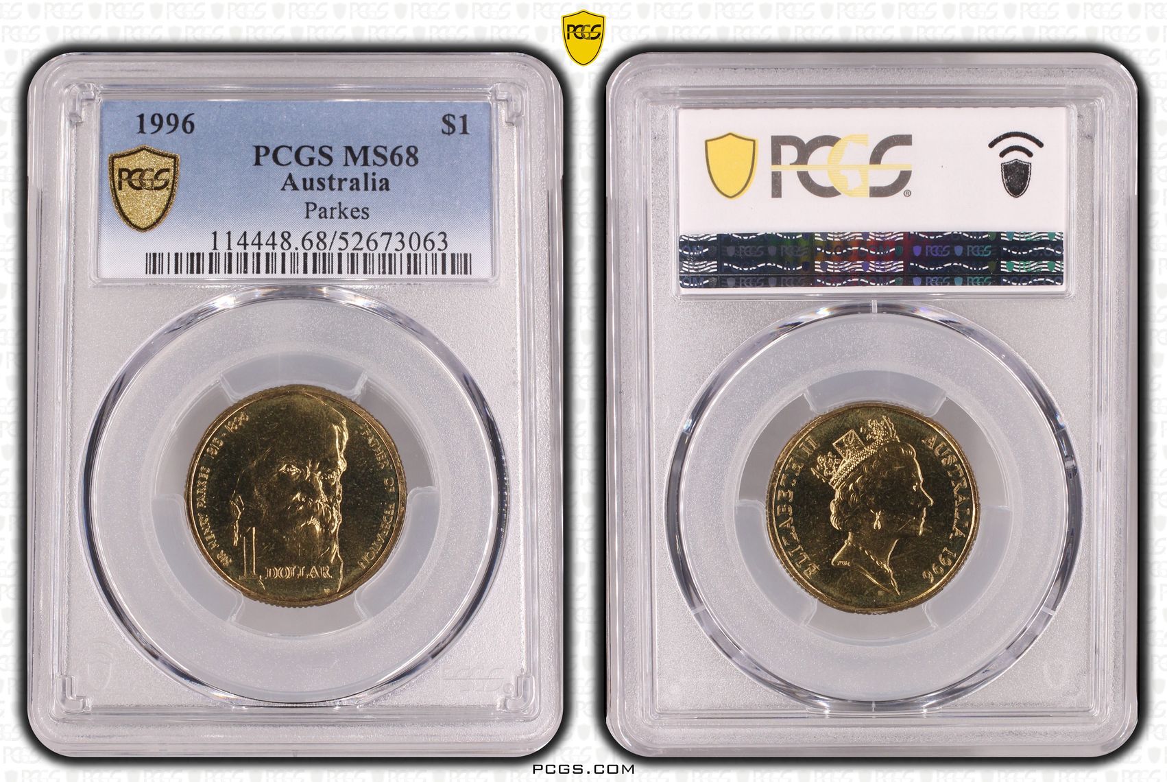 Parkes, One Dollar, 1996, PCGS MS68