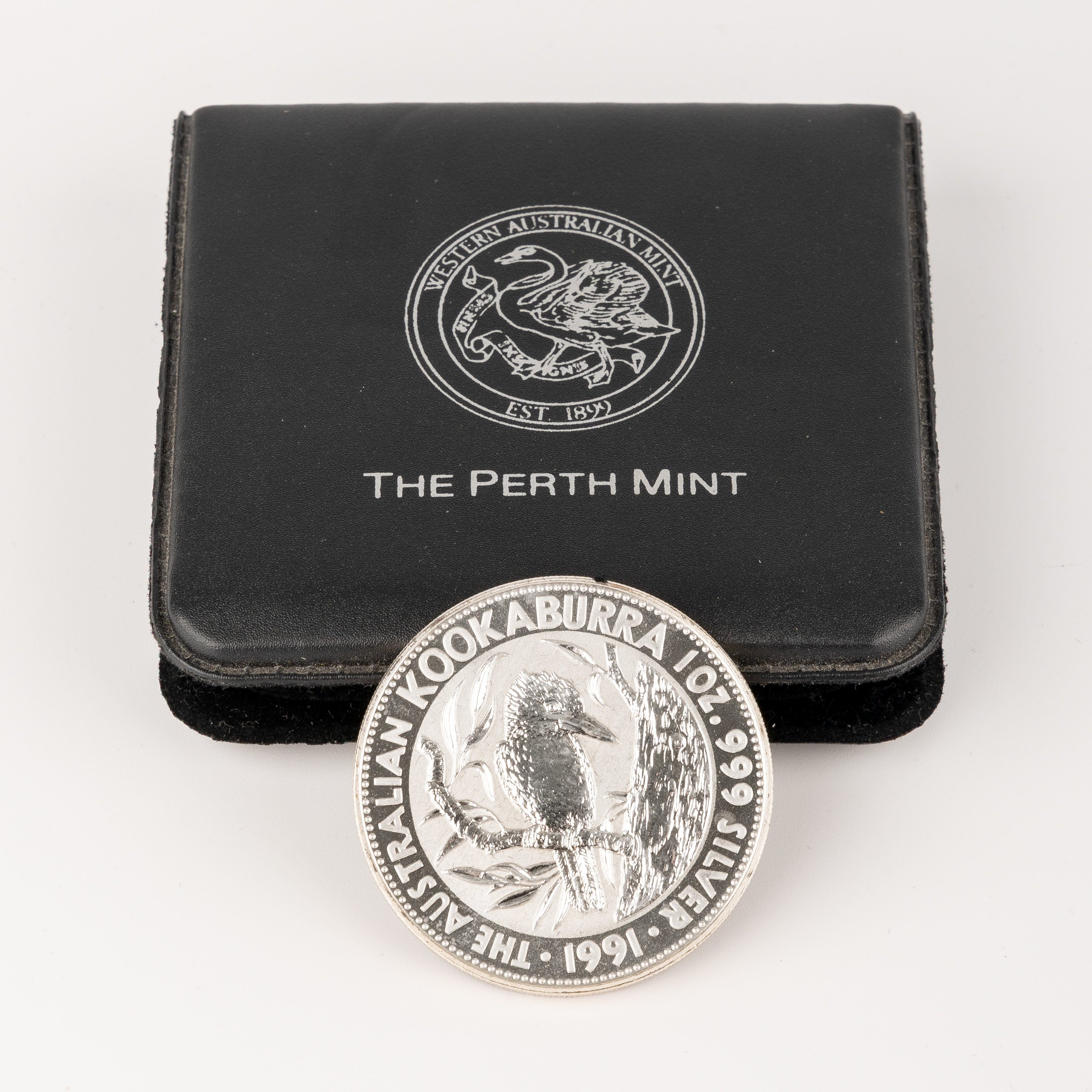107 · Kookaburra Silver Coin, Five Dollars, 1991,  UNC