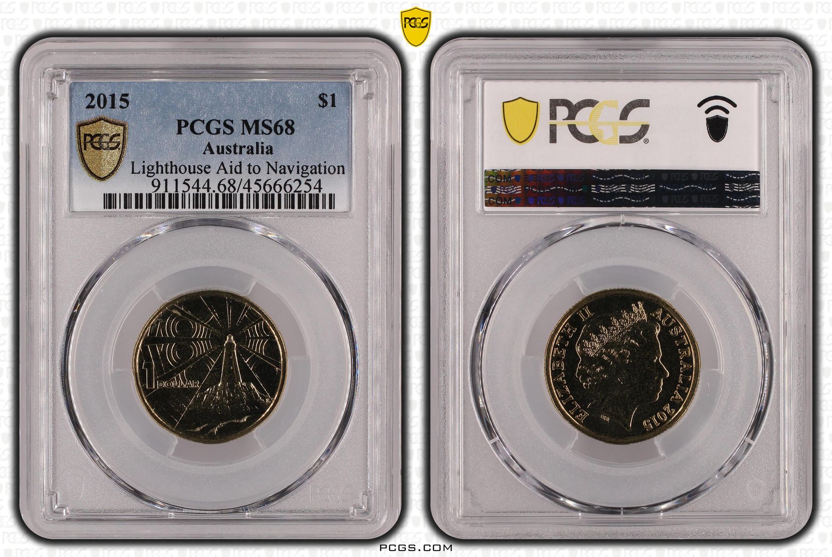 2015 Australia One Dollar, $1 Lighthouse Aid to Navigation PCGS - MS68 POP 1/0 -254