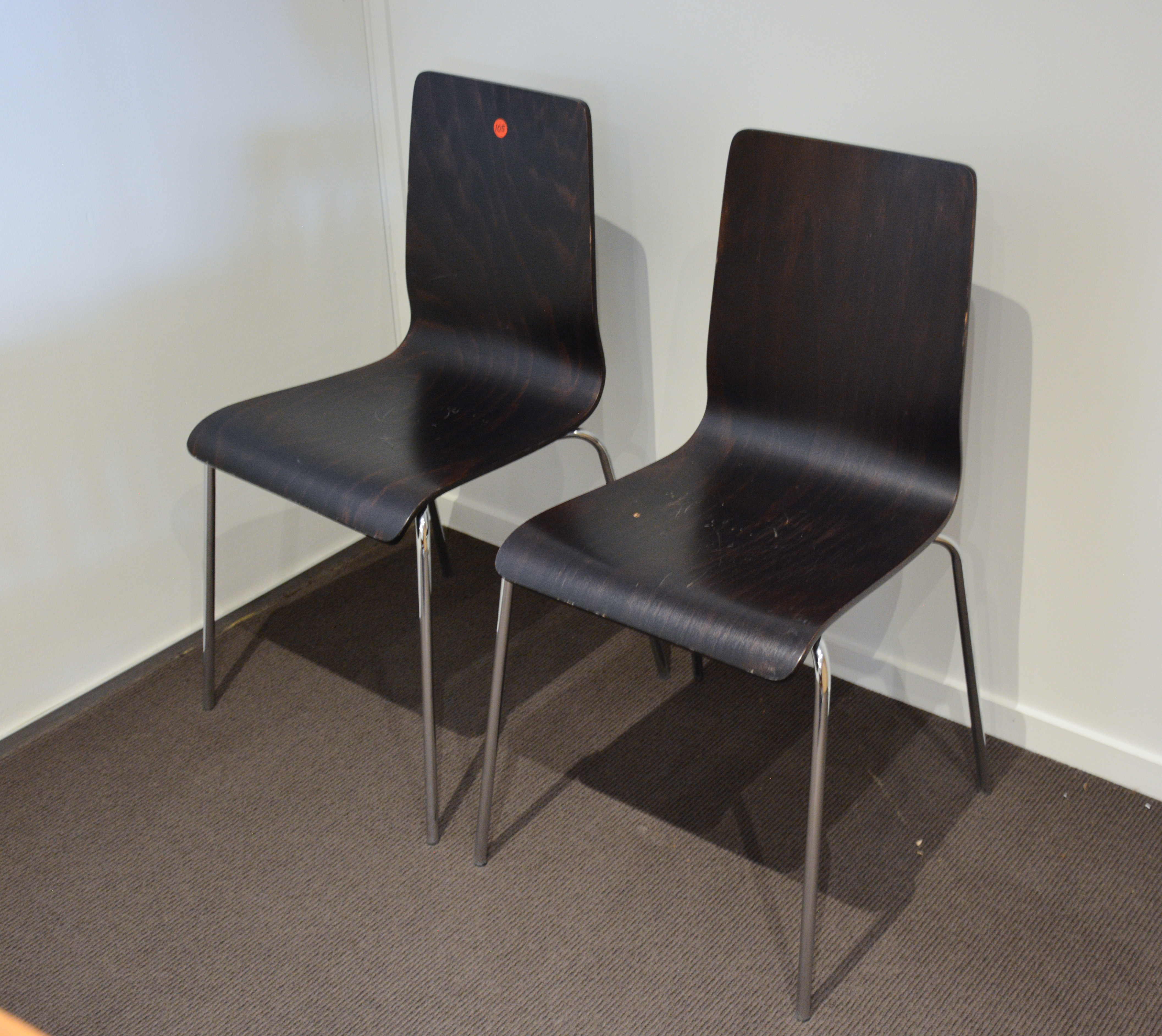 Dark Wood Chairs x 2 — sold at auction in New Zealand for $10