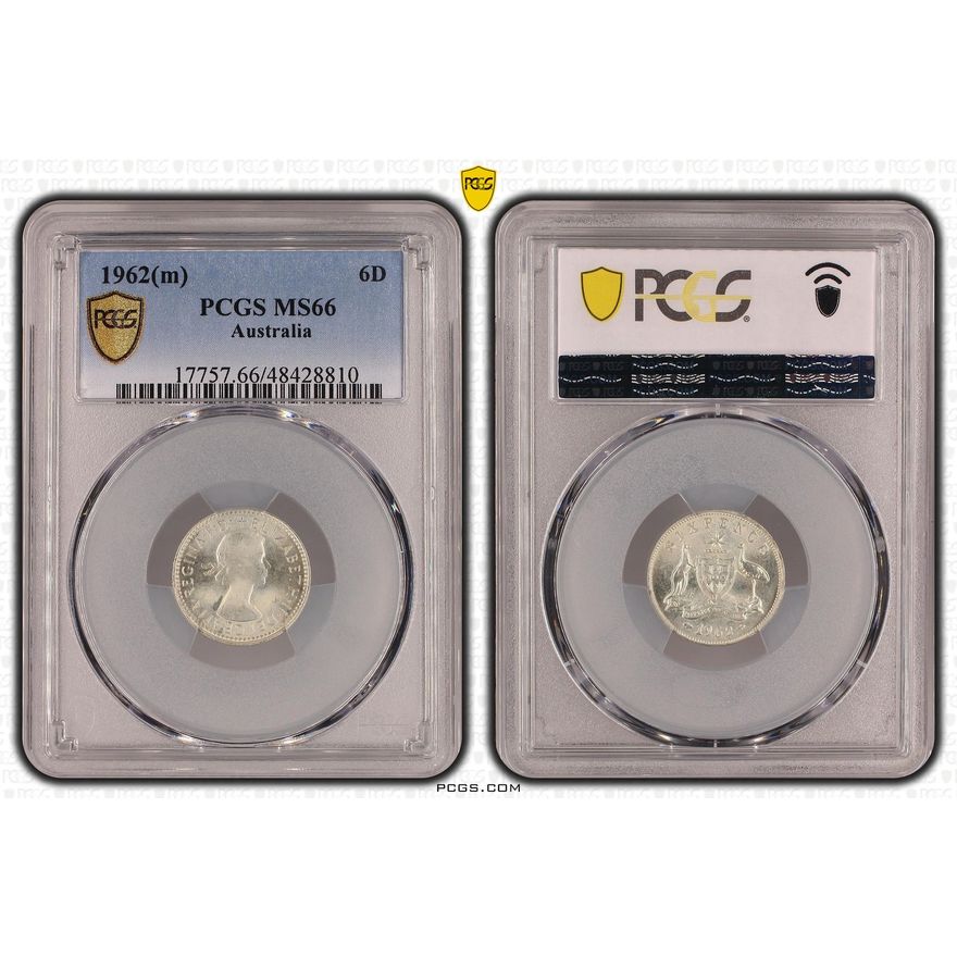 Sixpence, 1962(m), PCGS MS 66