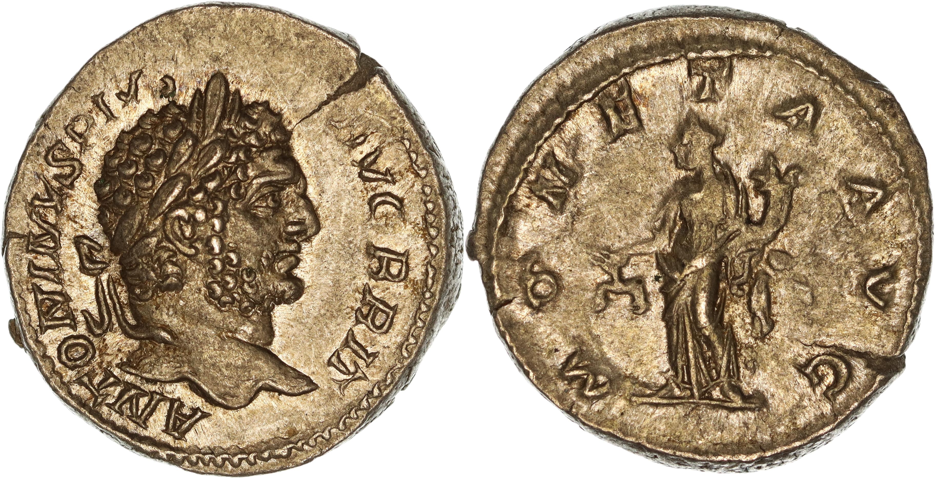 Roman Empire, Caracalla, Silver Denarius, 212-213 AD, gF-aVF
