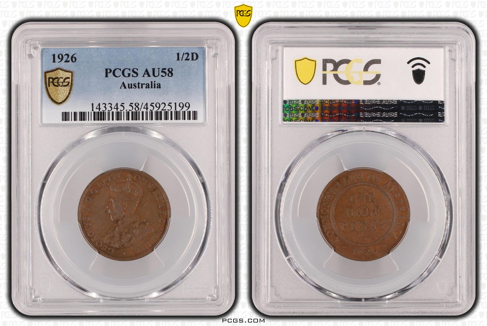 1926 Australia Half Penny PCGS - AU58BN -199