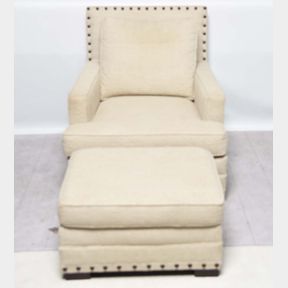 Quality Bernhardt Accent Armchair & Footstool (Cantor Chair)