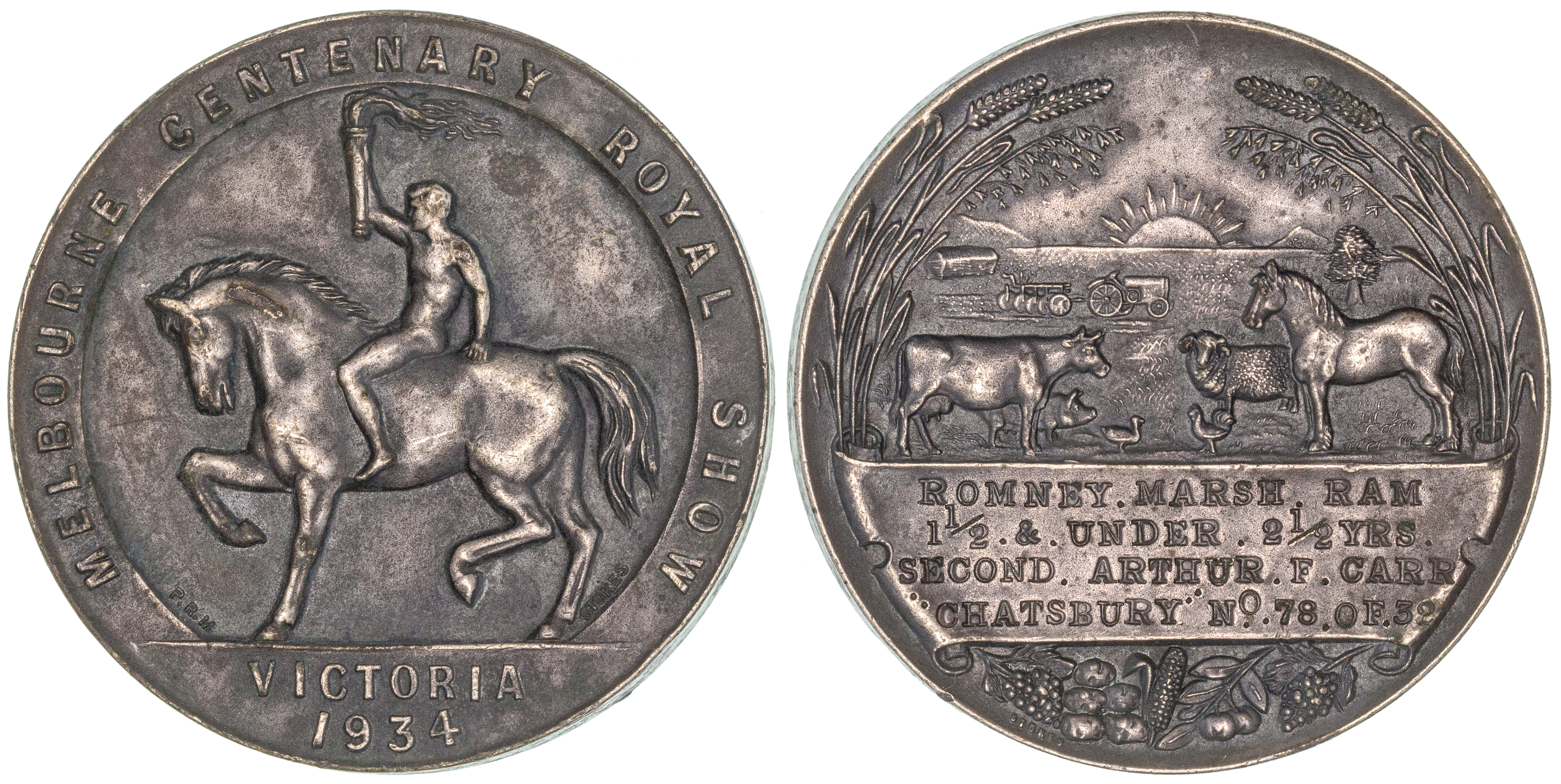 Melbourne Centenary Royal Show Prize Medal, 1934, EF