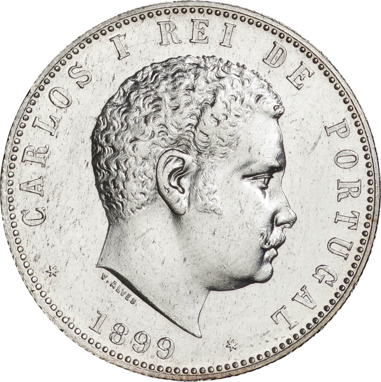ポルトガル-Portugal. 1899. Silver. 1000レイス(Reis). 極美. EF