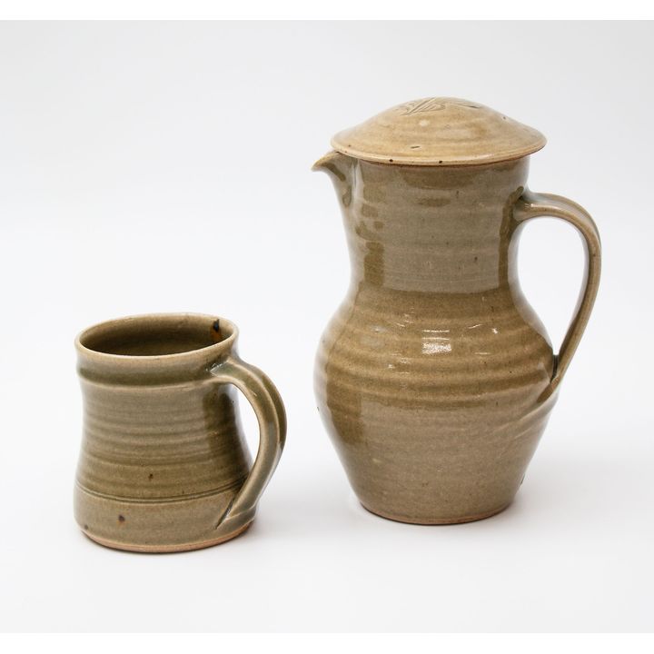 St Ives Pottery - Lidded jug and mug