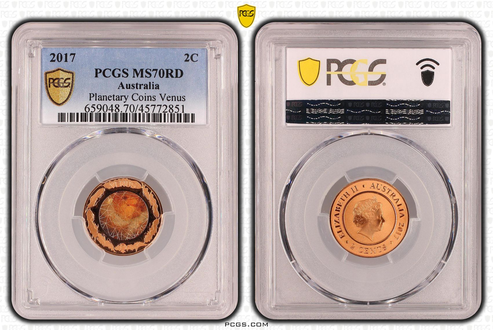 Elizabeth II, Planetary Coins Venus, Two Cent, 2017, PCGS MS 70RD