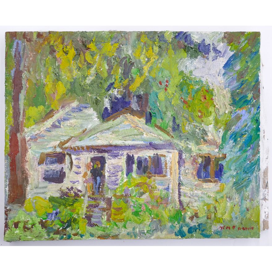 Joe Reno ''House in the Woods'' Signed 1991 Oil on Canvas 11.25''x13.75''