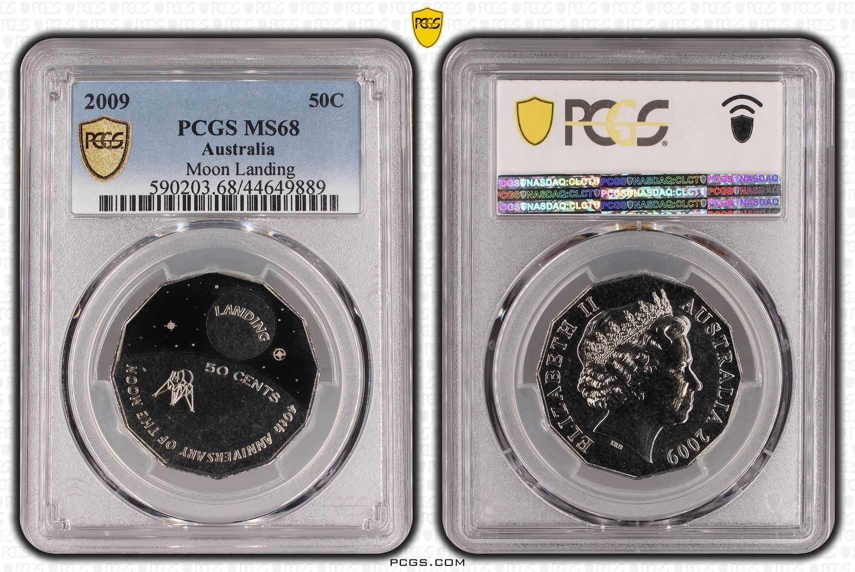 2009 Australia Fifty Cent, 50c Moon Landing PCGS - MS68 -889