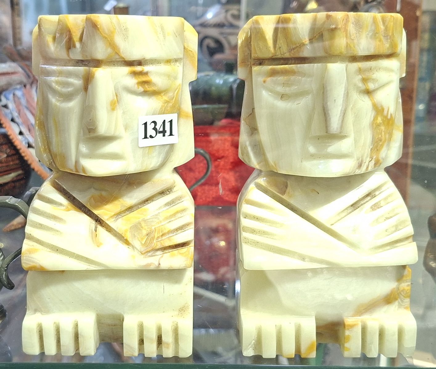 1341 · ONYX CARVED BOOKENDS