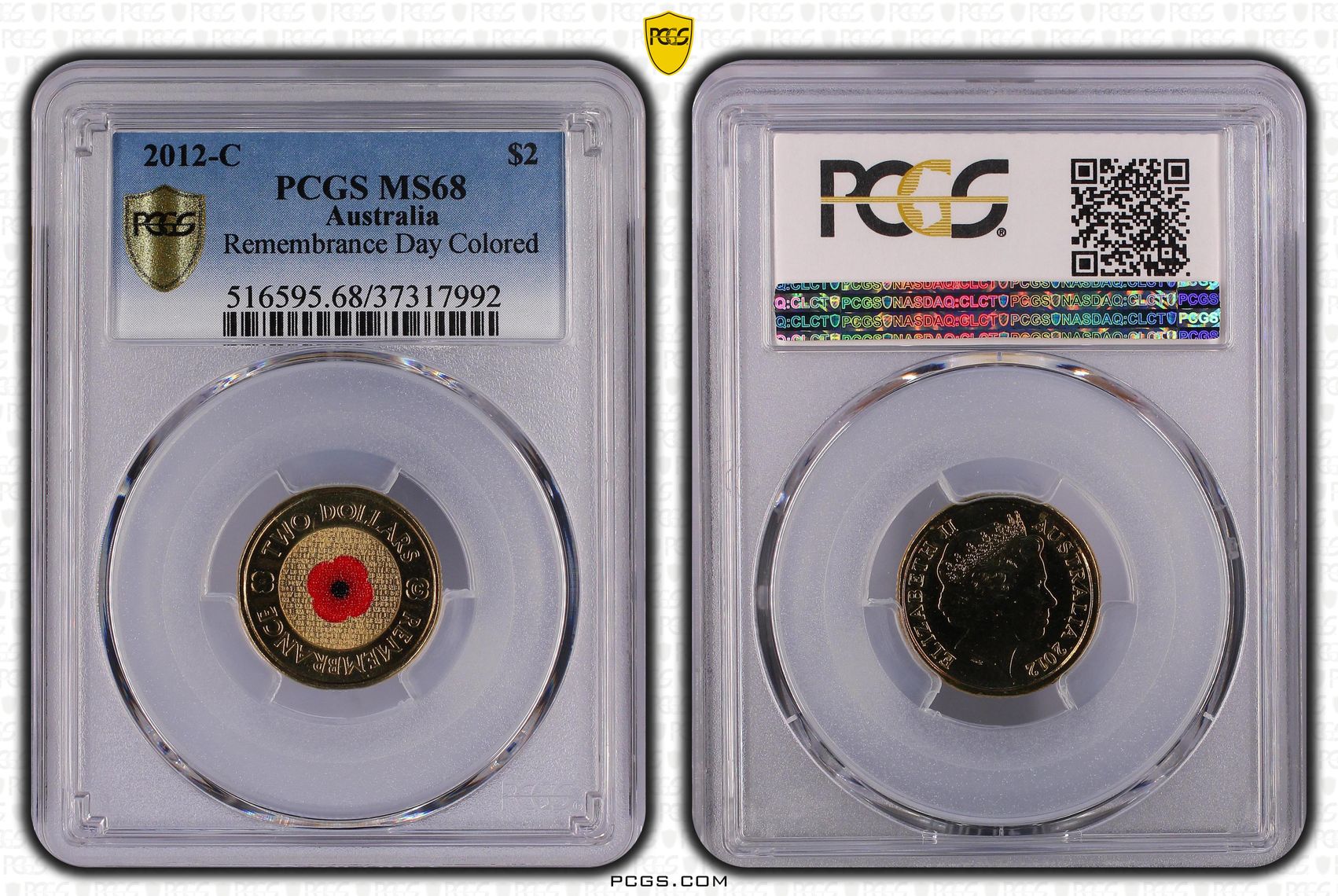 Remembrance Day Colorized, Two Dollar, 2012-C, PCGS MS68