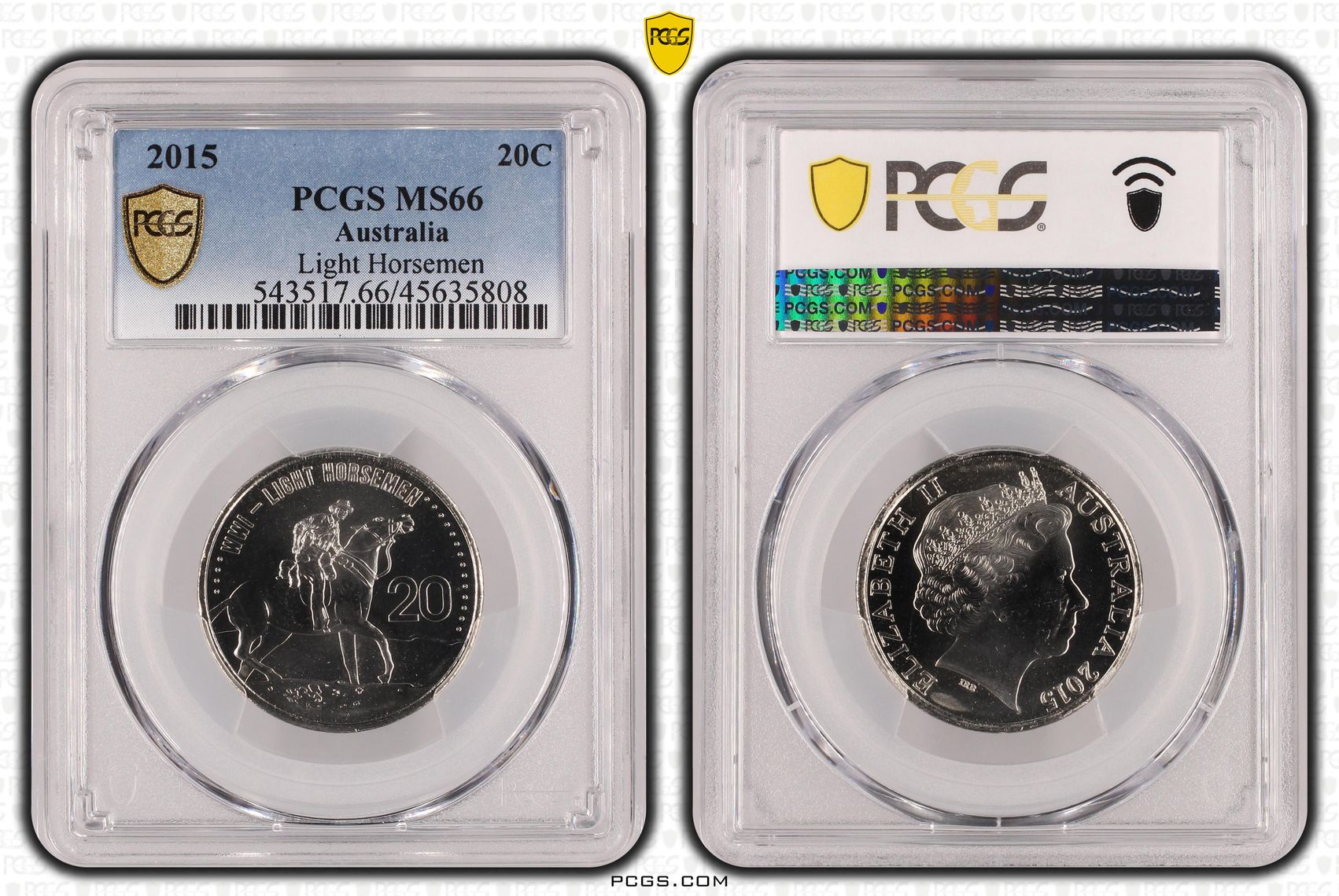 Light Horsemen , Twenty Cent, 2015, PCGS MS66