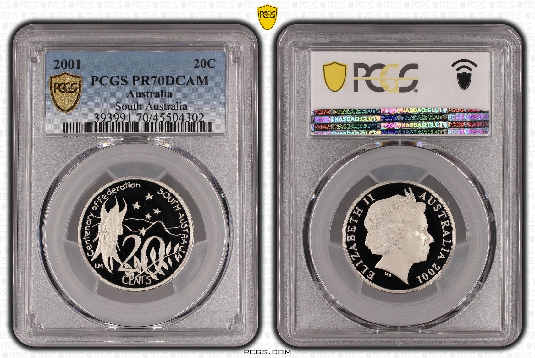 2001 Australian Twenty Cent, 20c Proof South Australia PCGS - PR70DCAM POP 47/0 -302
