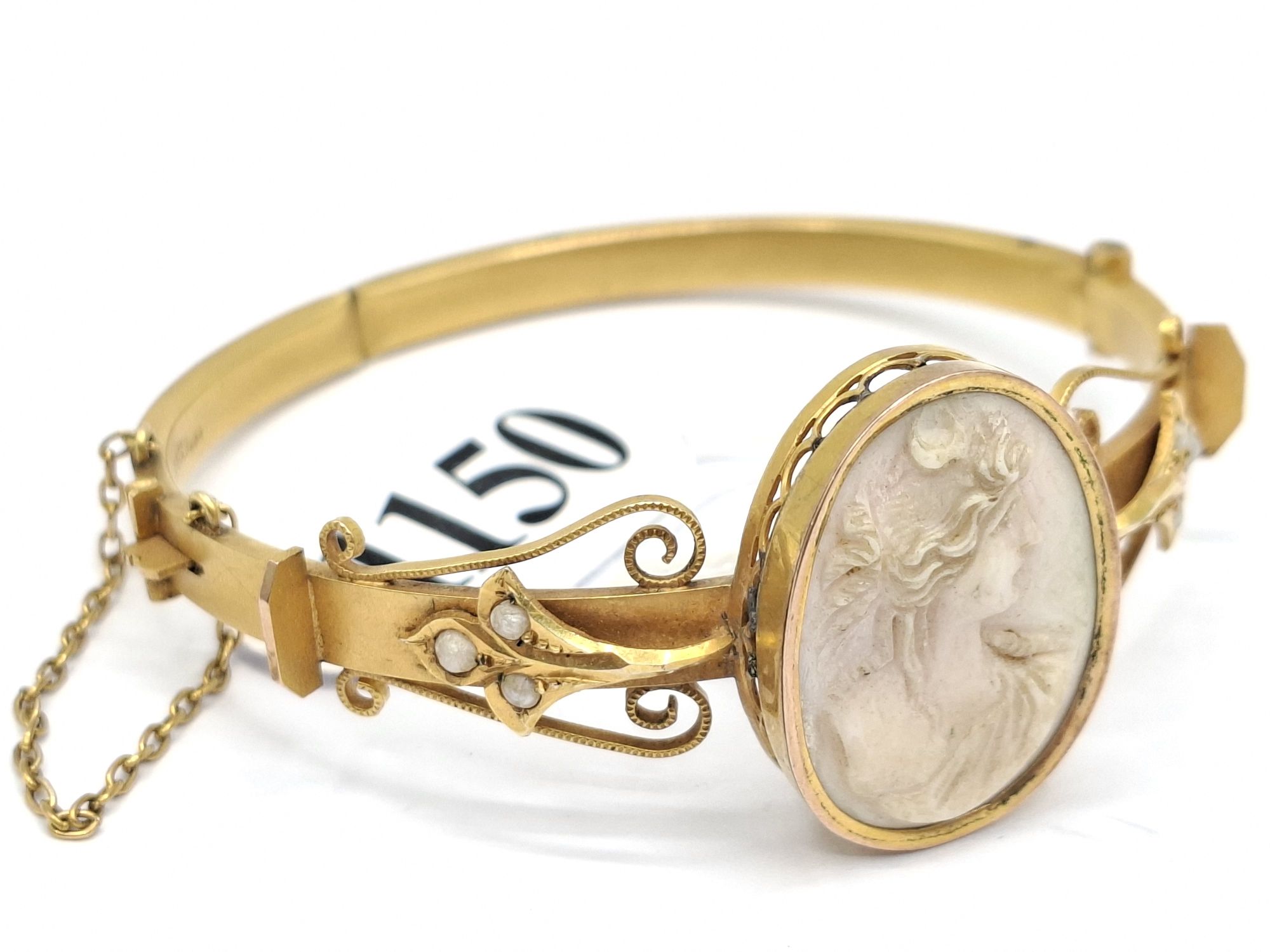 Antique Cameo And Pearl Set Bracelet