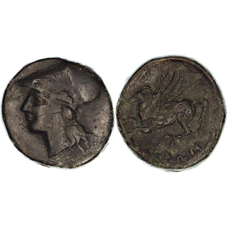 Bruttium, Locri Epizephyrii, Æ Unit, 300-268 BC,  gVF
