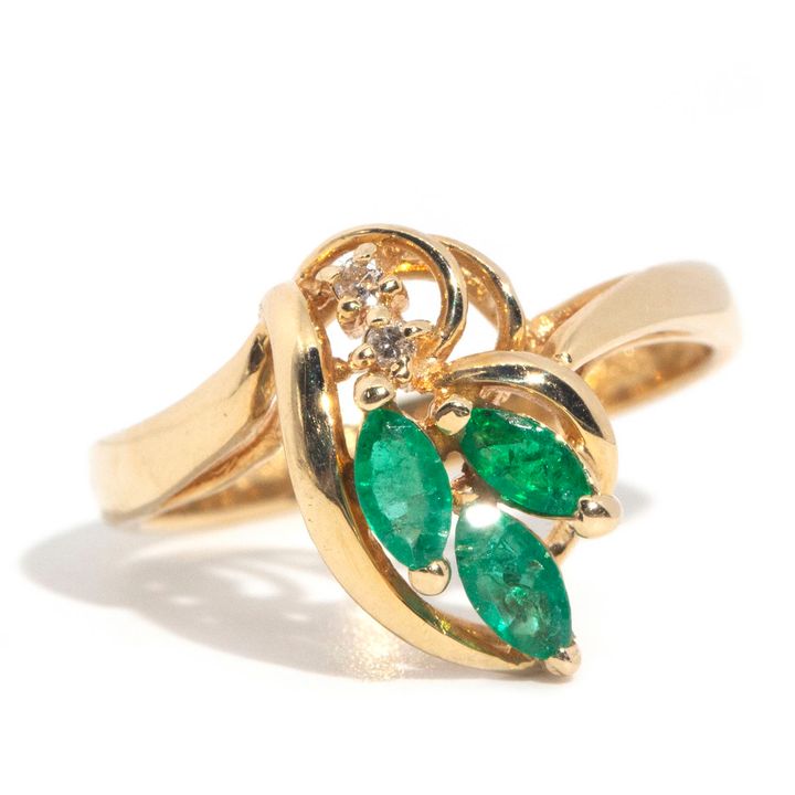 Emerald & Diamond 14 Carat Gold Ring,