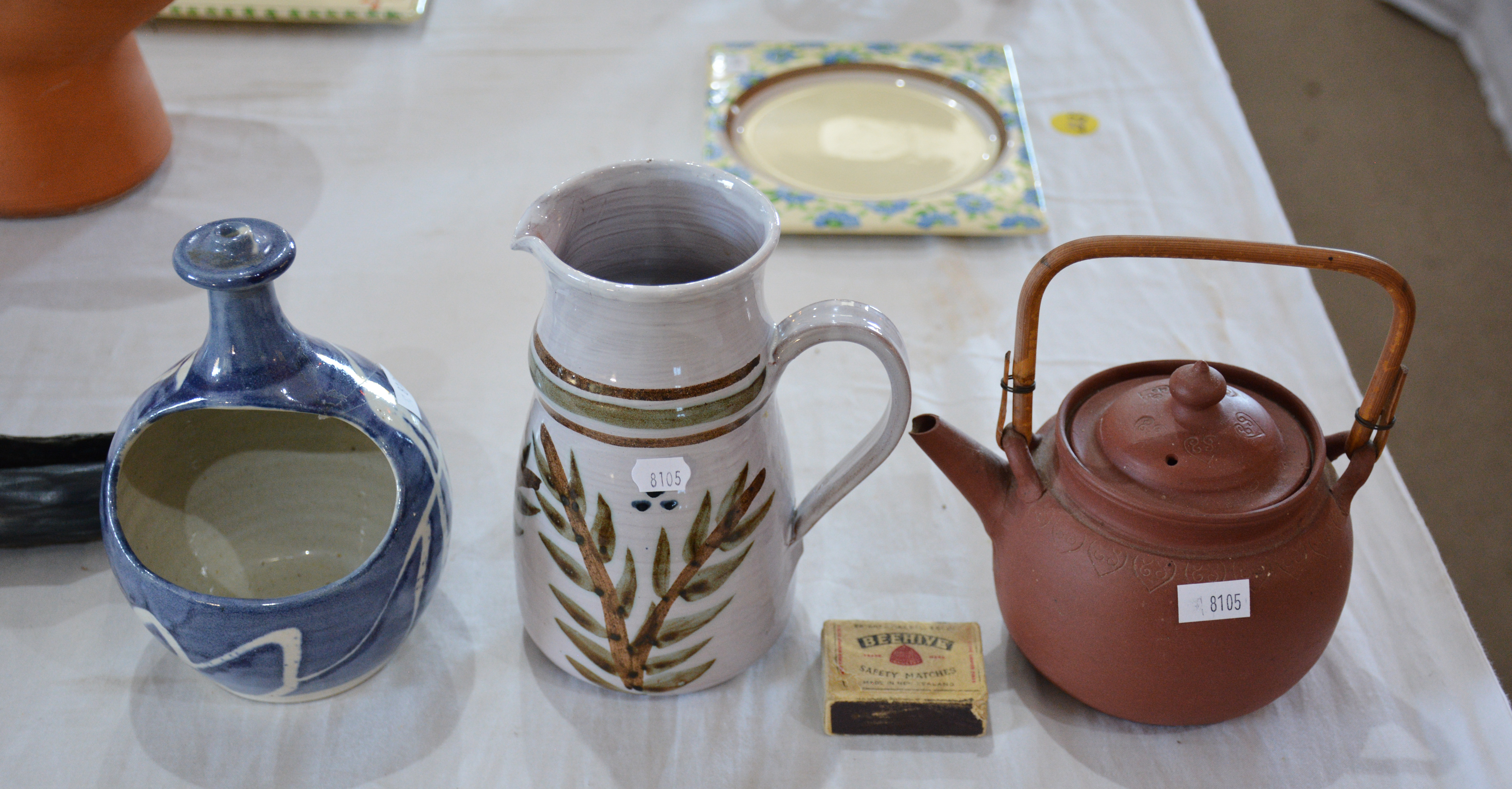 Vintage Pottery Teapot, Sugar Vessel and Jug — sold at auction in New Zealand for $15