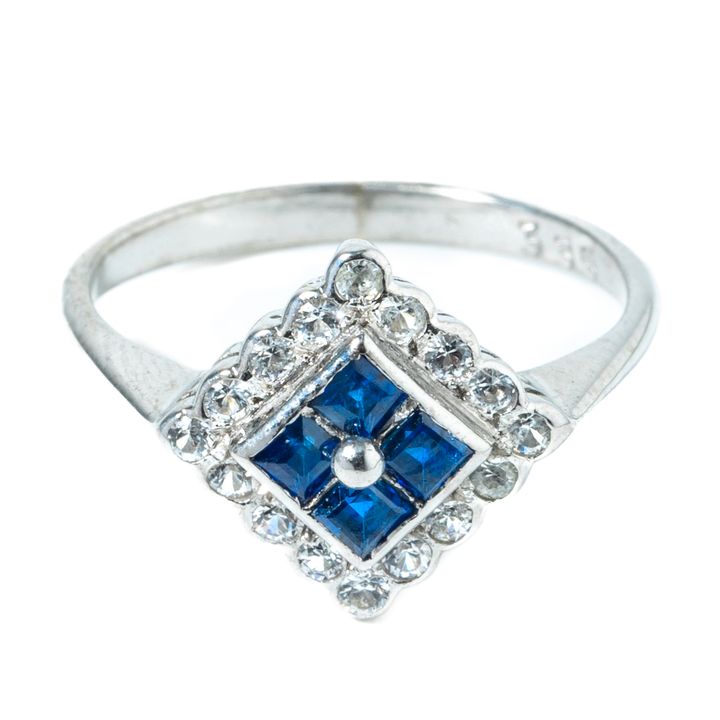 Blue Sapphire & Synthetic Spinel 9ct Gold Ring,