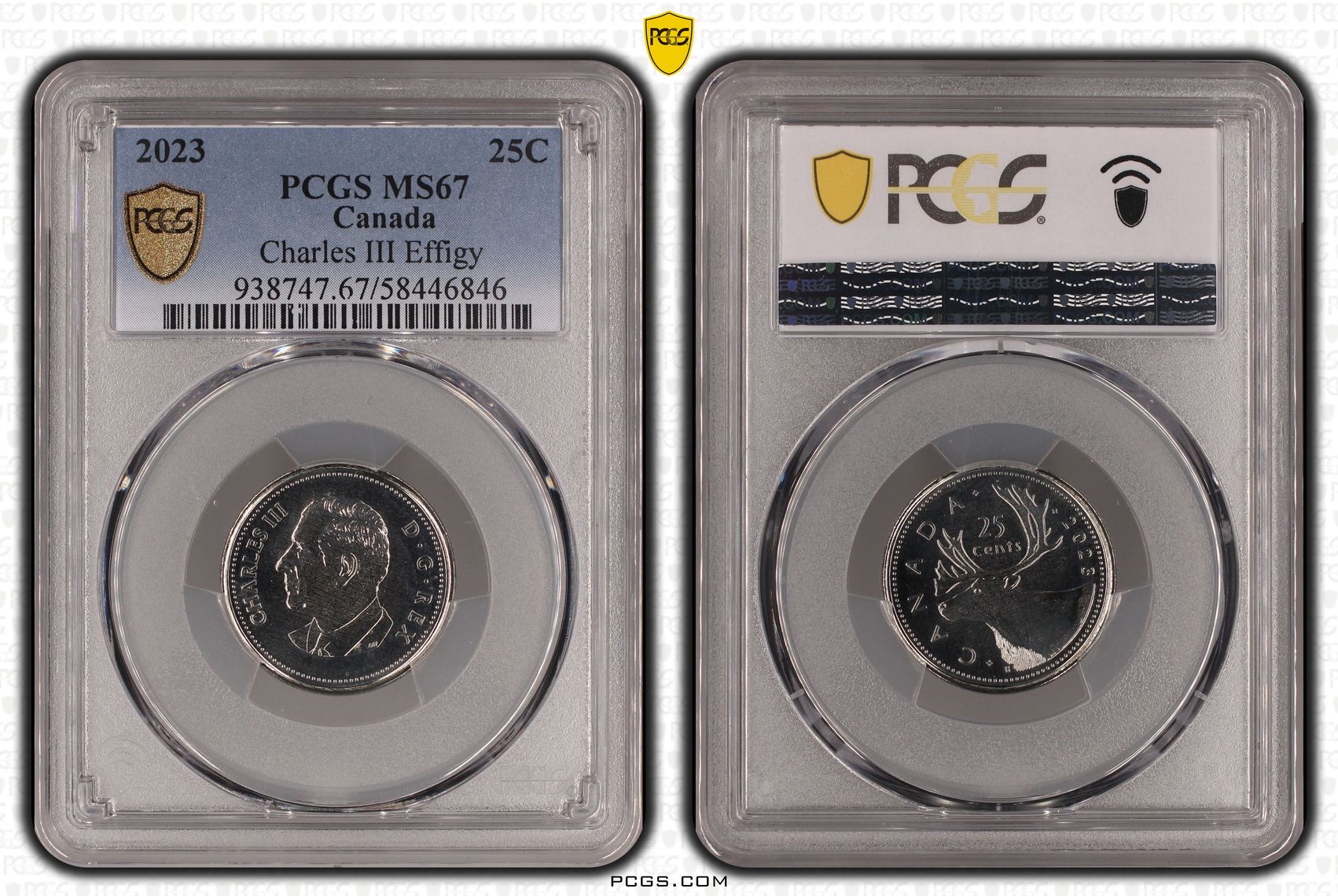 Canada, Charles III, Charles III Effigy, 4/0, Twenty Five Cent, 2023, PCGS MS67