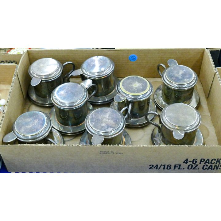 Box Old Silverplated Tea Strainer Cups