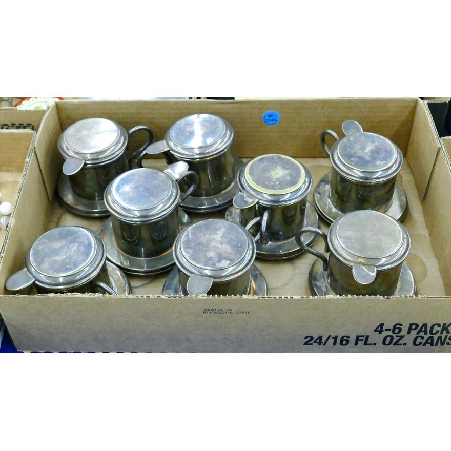 Box Old Silverplated Tea Strainer Cups