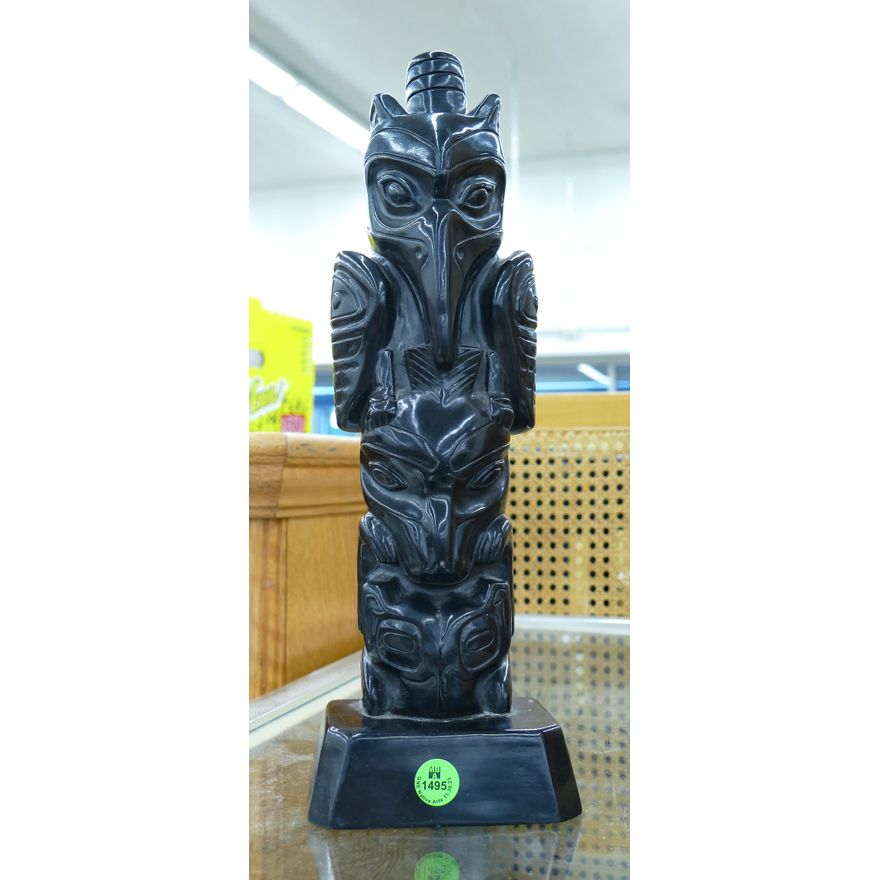 Klee Wyck Canada Black Cast Totem Pole Model 14''