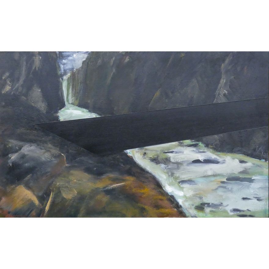 Peter LeBlanc ''The Crossing'' 1992 Oil Painting Gilt Framed 28''x44''