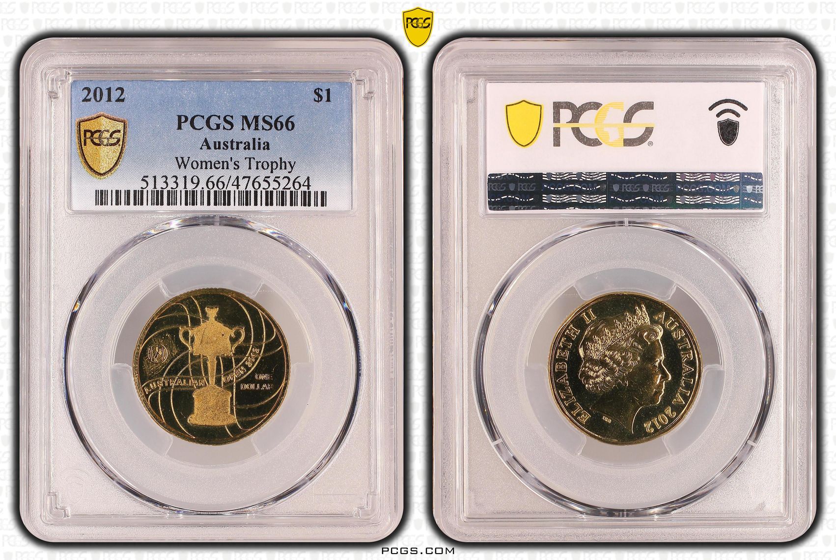 Elizabeth II, Women's Trophy, One Dollar, 2012, PCGS MS66