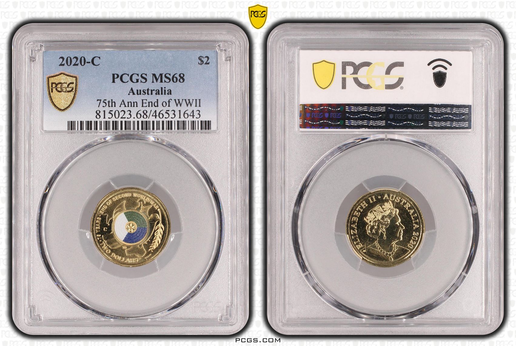 Elizabeth II, 75th Ann End of WWII, Two Dollar, 2020-C, PCGS MS 68