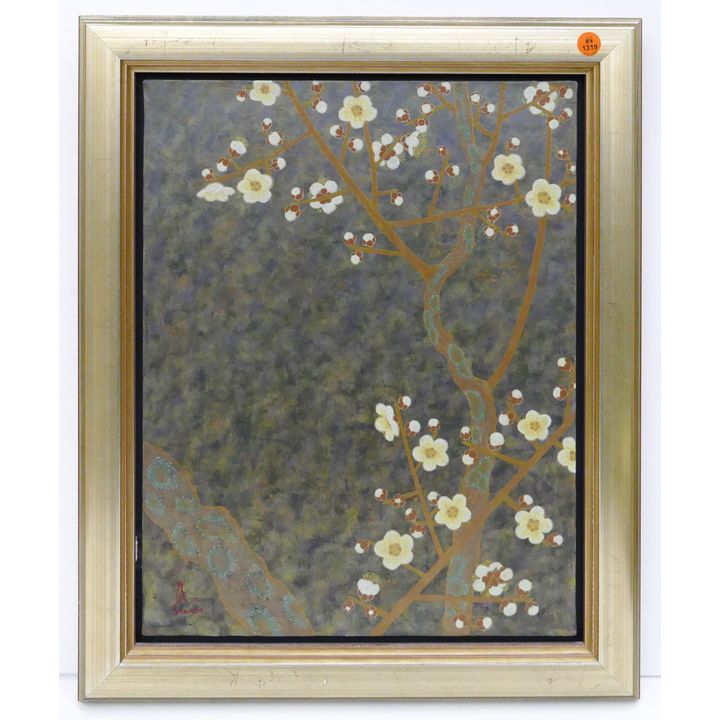 Ikune Sawada Cherry Blossom Oil Painting Framed- 22x18''