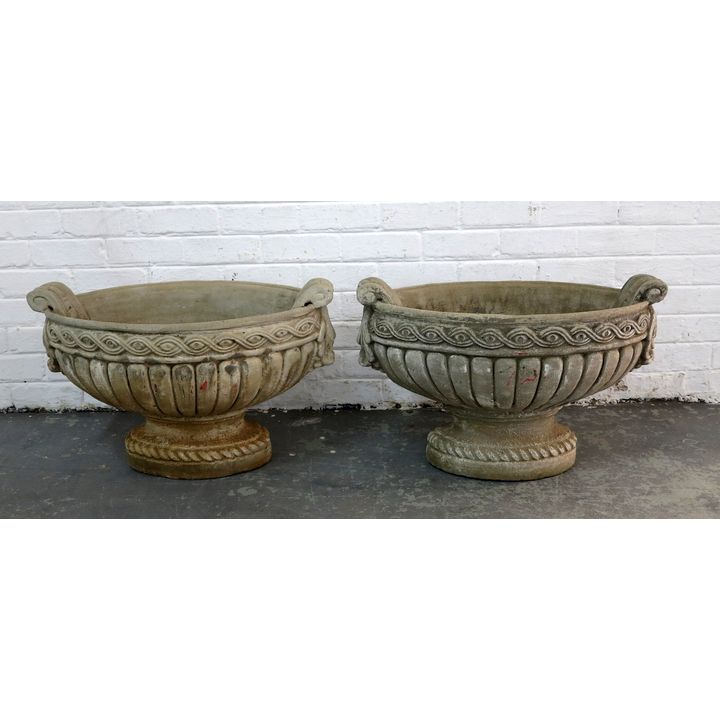 PAIR OF CONCRETE PLANTERS