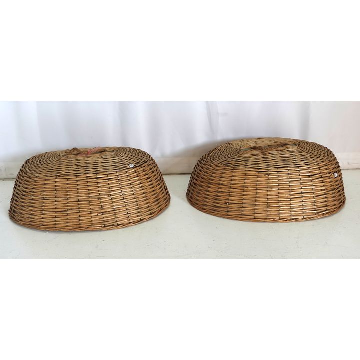 PAIR OF WICKER FOOD COVERS
