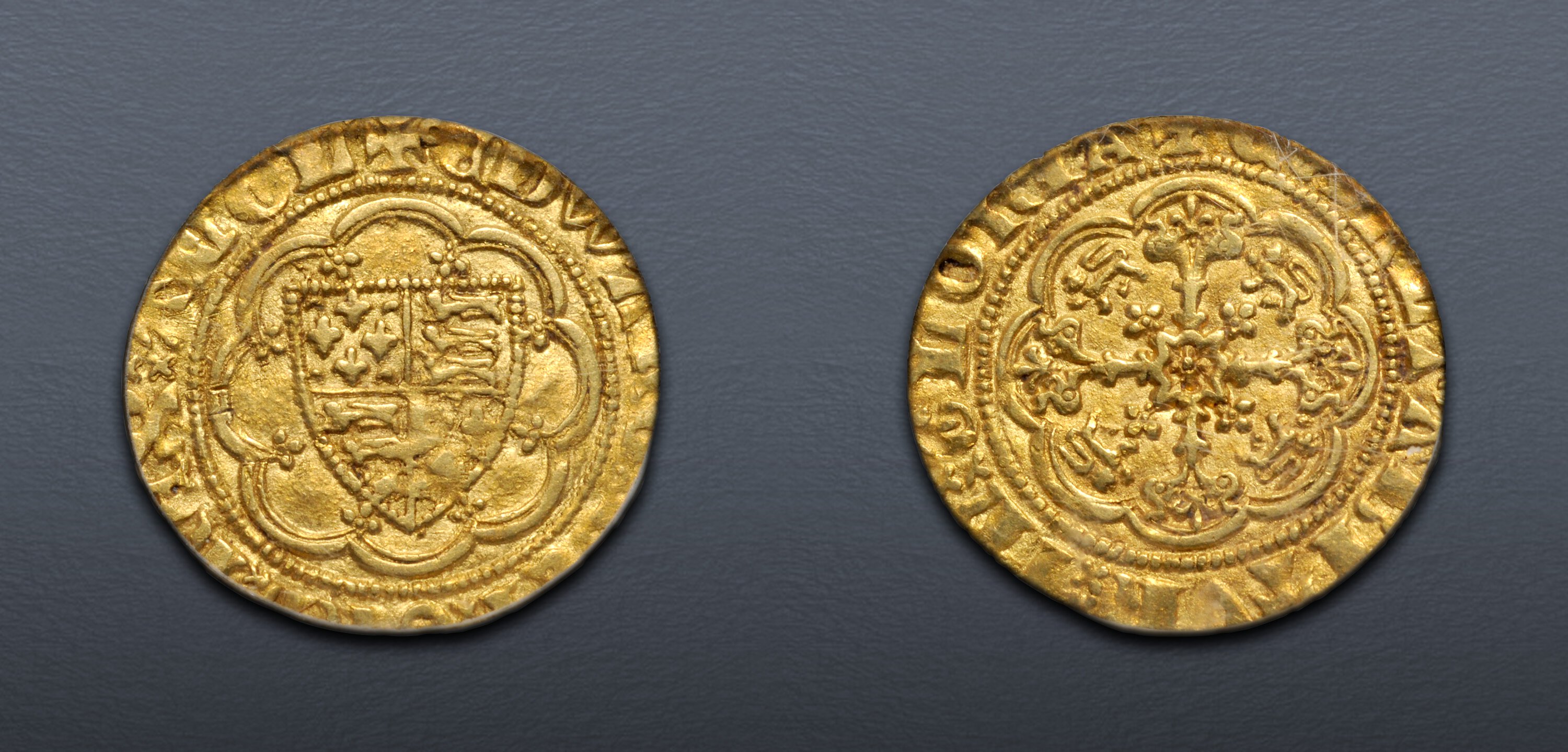 Edward III. 13271377. AV Quarter Noble (18mm, 7h). Fourth