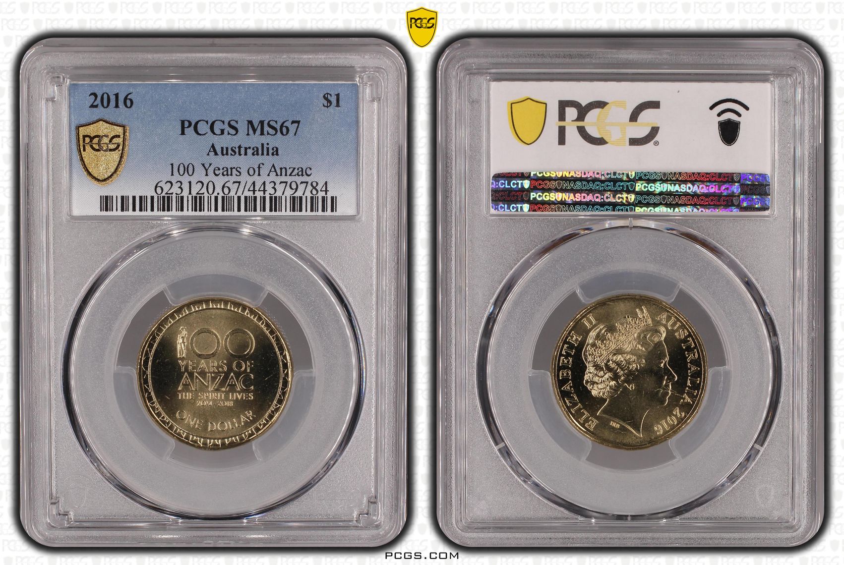 100 Years of Anzac, One Dollar, 2016, PCGS MS67
