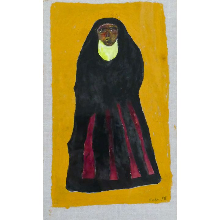 Pehr Hallsten ''Nun'' 1955 Tempera on Paper Framed 17.5''x13''