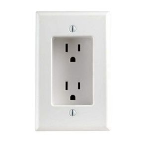 LEVITON 689-W AMP, RESIDENTIAL GRADE, WITH SCREWS MOUNTED TO HOUSING, WHITE 1-GANG RECESSED DUPLEX RECEPTACLE, 125 V, 15 A, 2 POLE