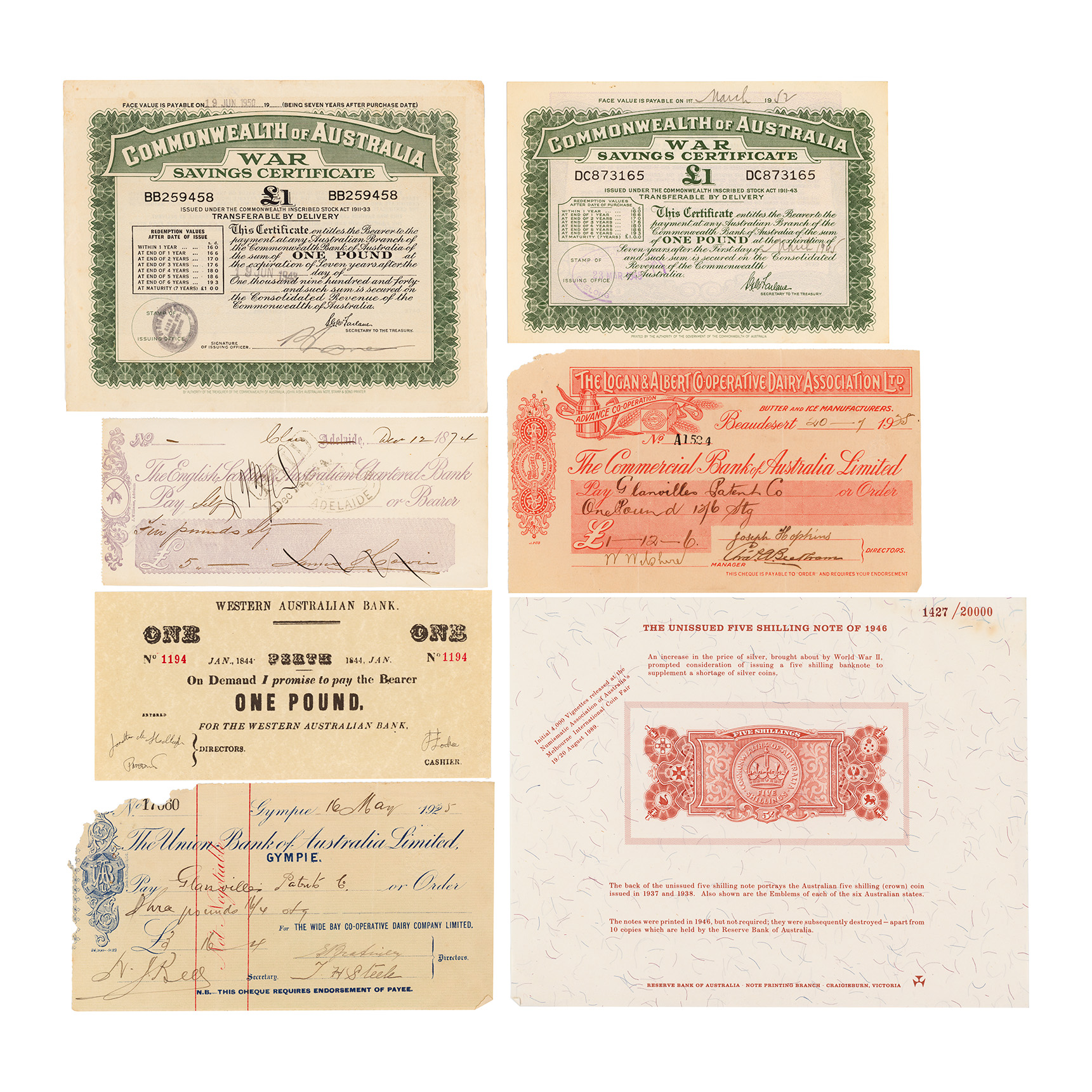 War Savings Certificates & Cheques, 1874 - 1952, F - VF