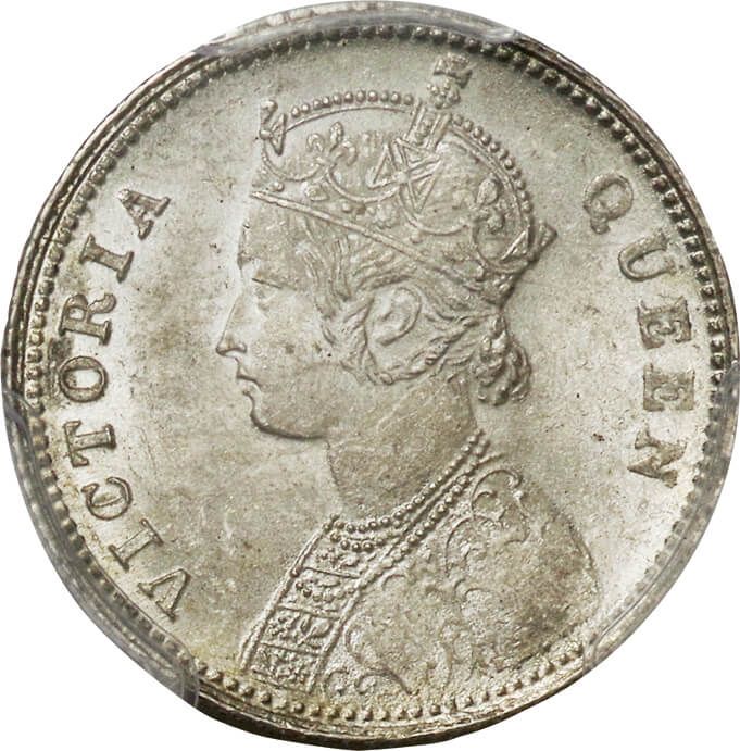 1862年 インド ルピー PCGS MS63 実質TopPop‼︎ QUEEN刻印碑文】 PCGS鑑定MS63 英領インド 1