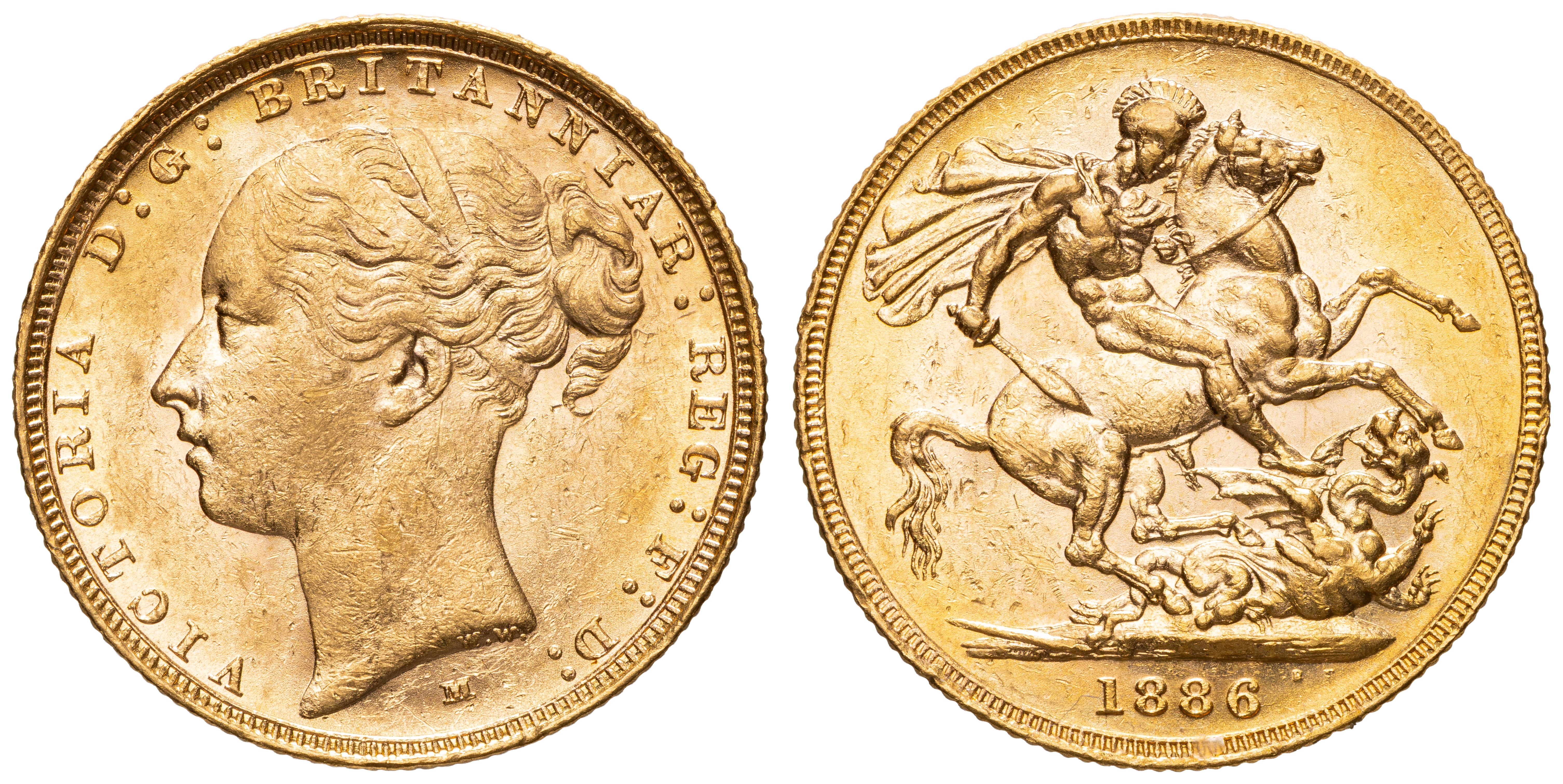 Victoria, Sovereign, 1886-M, aVF